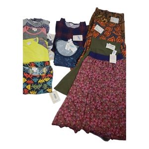 LuLaRoe NWT Bundle (10 items) 4 Tops, 2 Dresses, 4 Skirts, 1Tunic XXS, X…